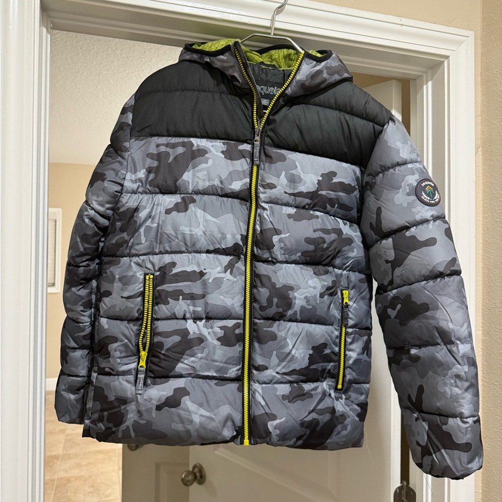 Sequoia Kids Camouflage Puffer Jacket - Black, Gray, and Yellow